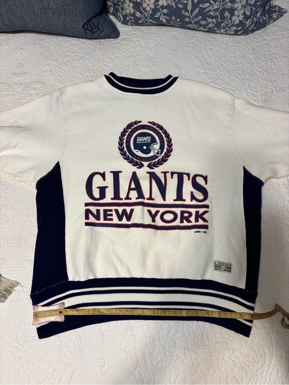 RARE Vintage New York Giants Crewneck Sweatshirt - White & Navy - Picture 6 of 9